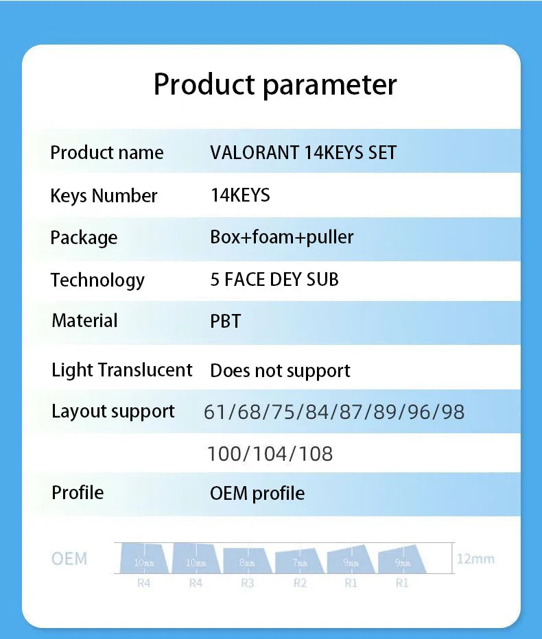 VALORANT ISO keycaps full set 119 keys ASA Profile