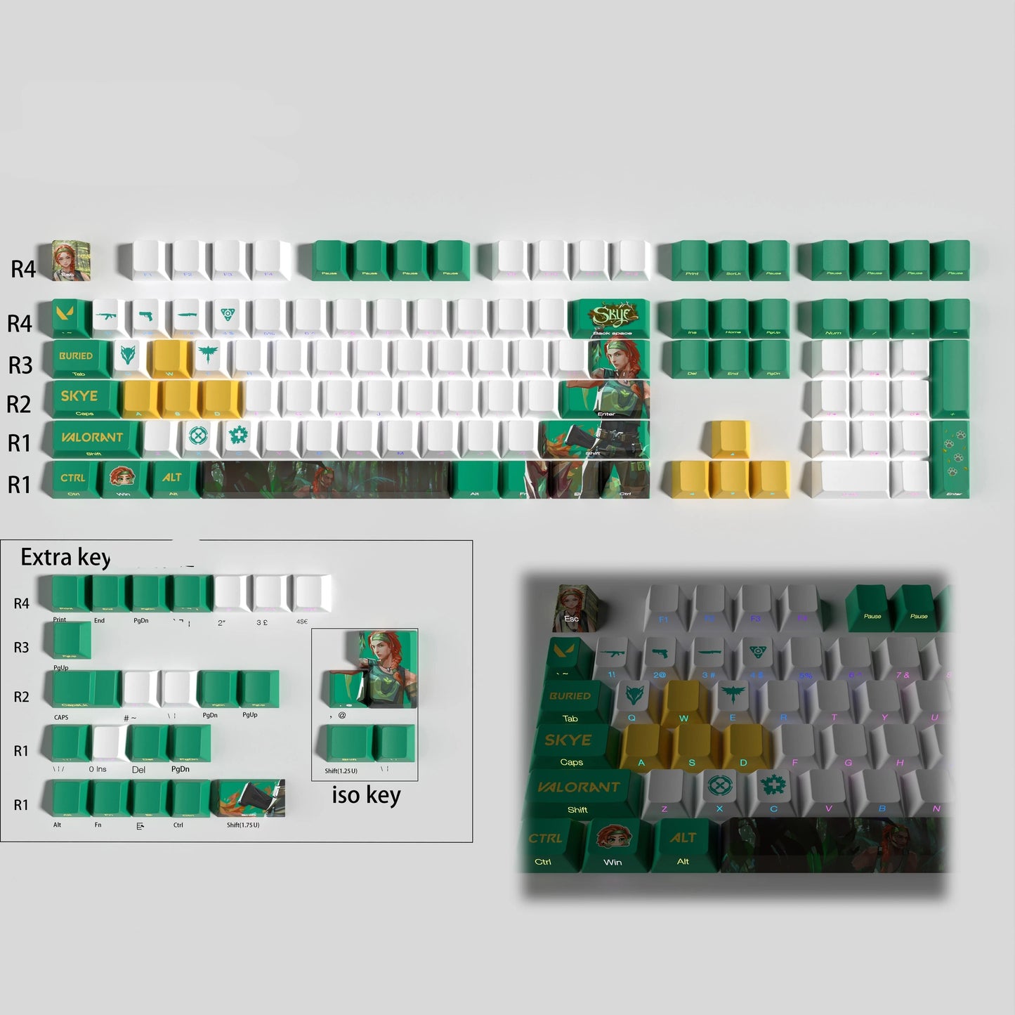 VALORANT SKYE KEYCAPS FULL SET TRANSPARENT