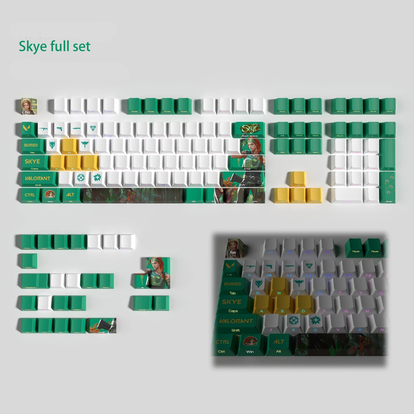 VALORANT SKYE KEYCAPS FULL SET TRANSPARENT