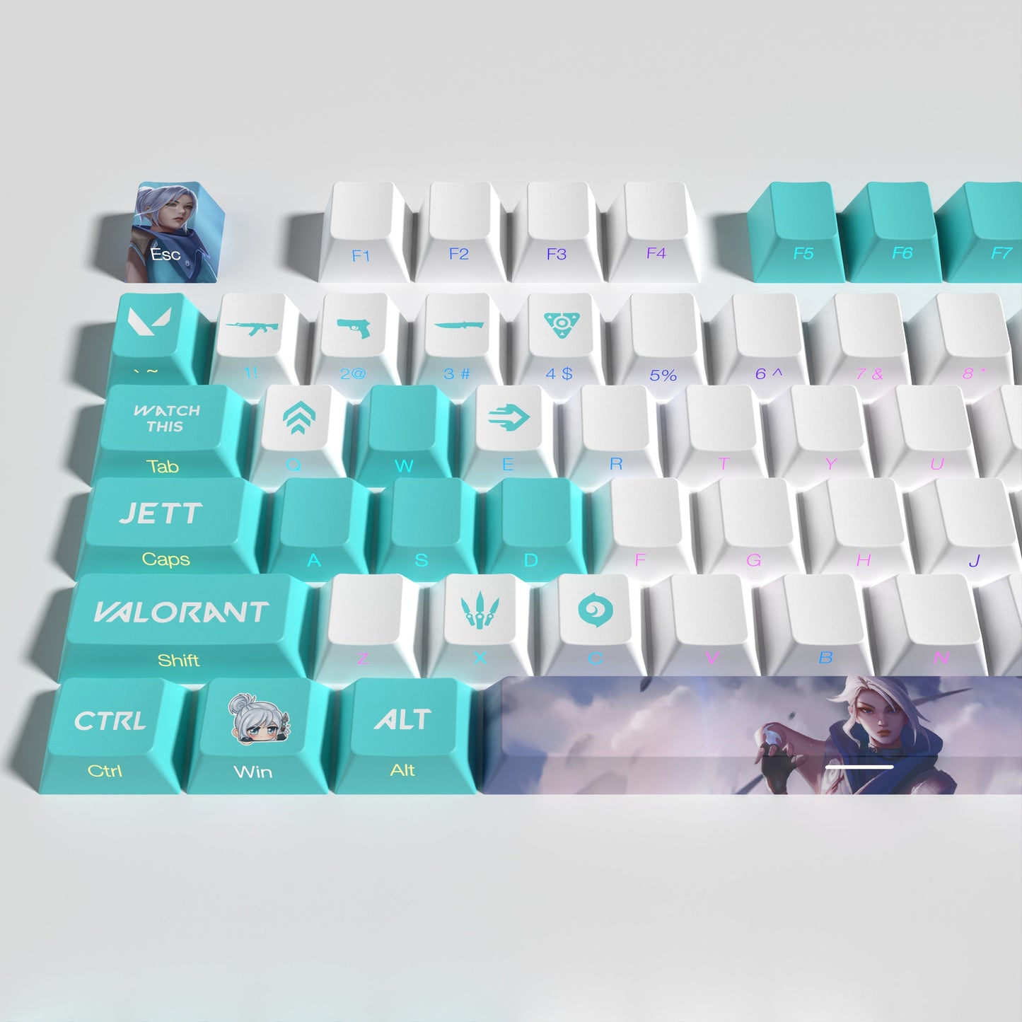 VALORANT JETT keycaps full set Transparent